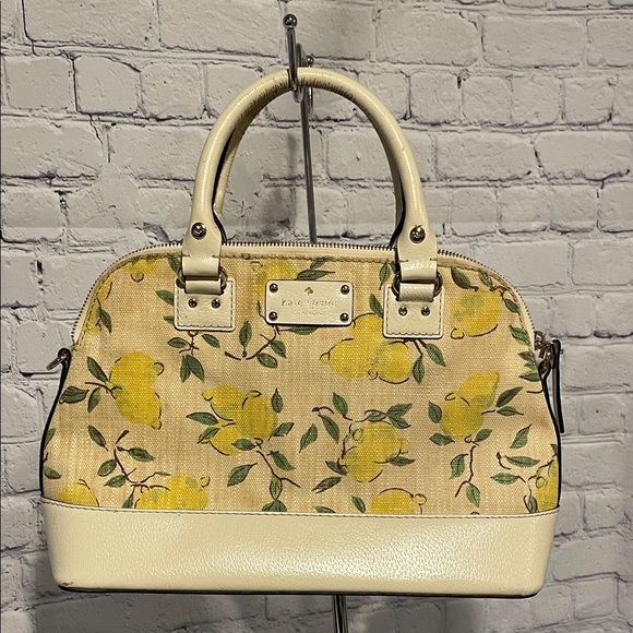 kate spade Handbags - Kate Spade Cream & Yellow Lemon Satchel Handbag Designer Leather Shoulder Bag